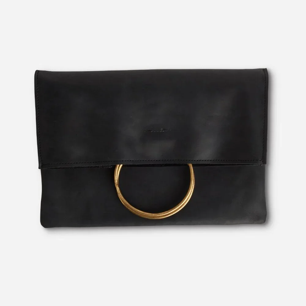 Parker Clay NWT Nyala Small leather Foldover Clutch black - Picture 5 of 5